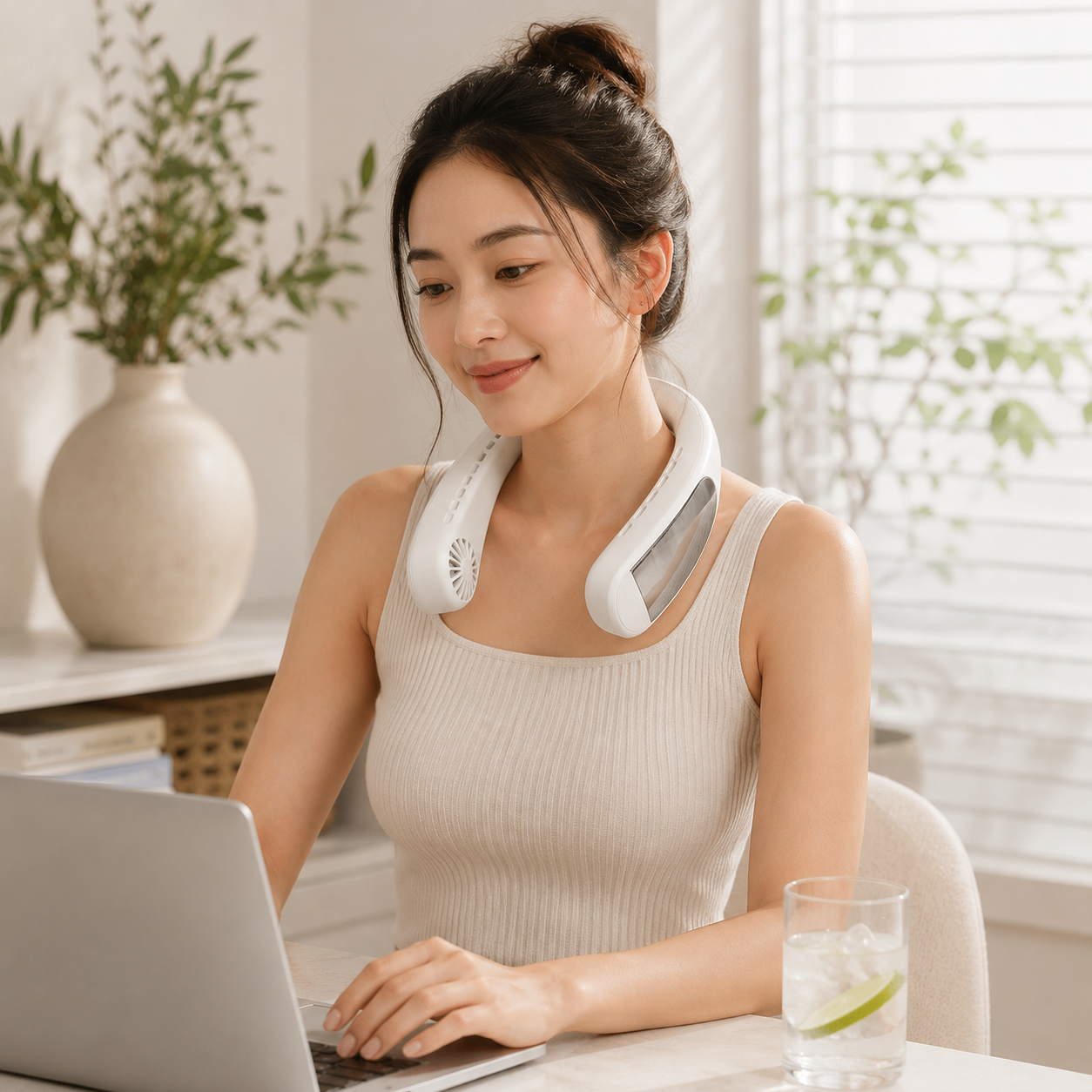 CoolWave™ NeckBreeze -Draagbare Nekventilator met LED Display | 30 Uur Verkoeling | 5 Standen