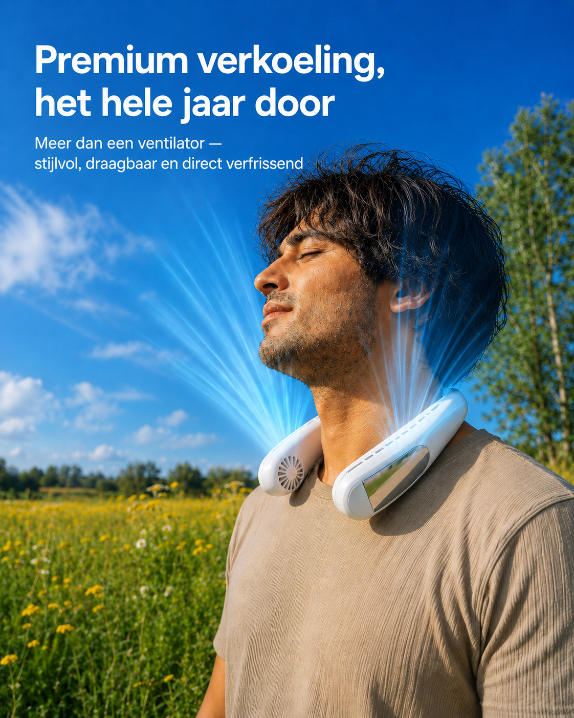 CoolWave™ NeckBreeze -Draagbare Nekventilator met LED Display | 30 Uur Verkoeling | 5 Standen
